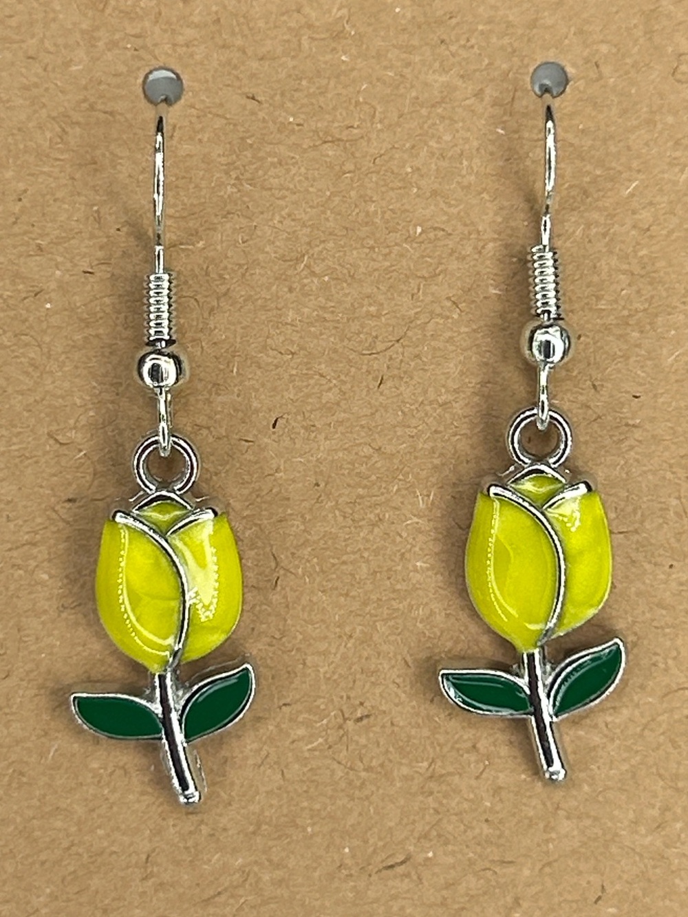 Yellow Tulip Flower Drop Dangle Earrings Fashion Jewelry